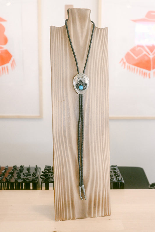 Ervin Begay Navajo Handmade Turquoise Bear Claw Bolo