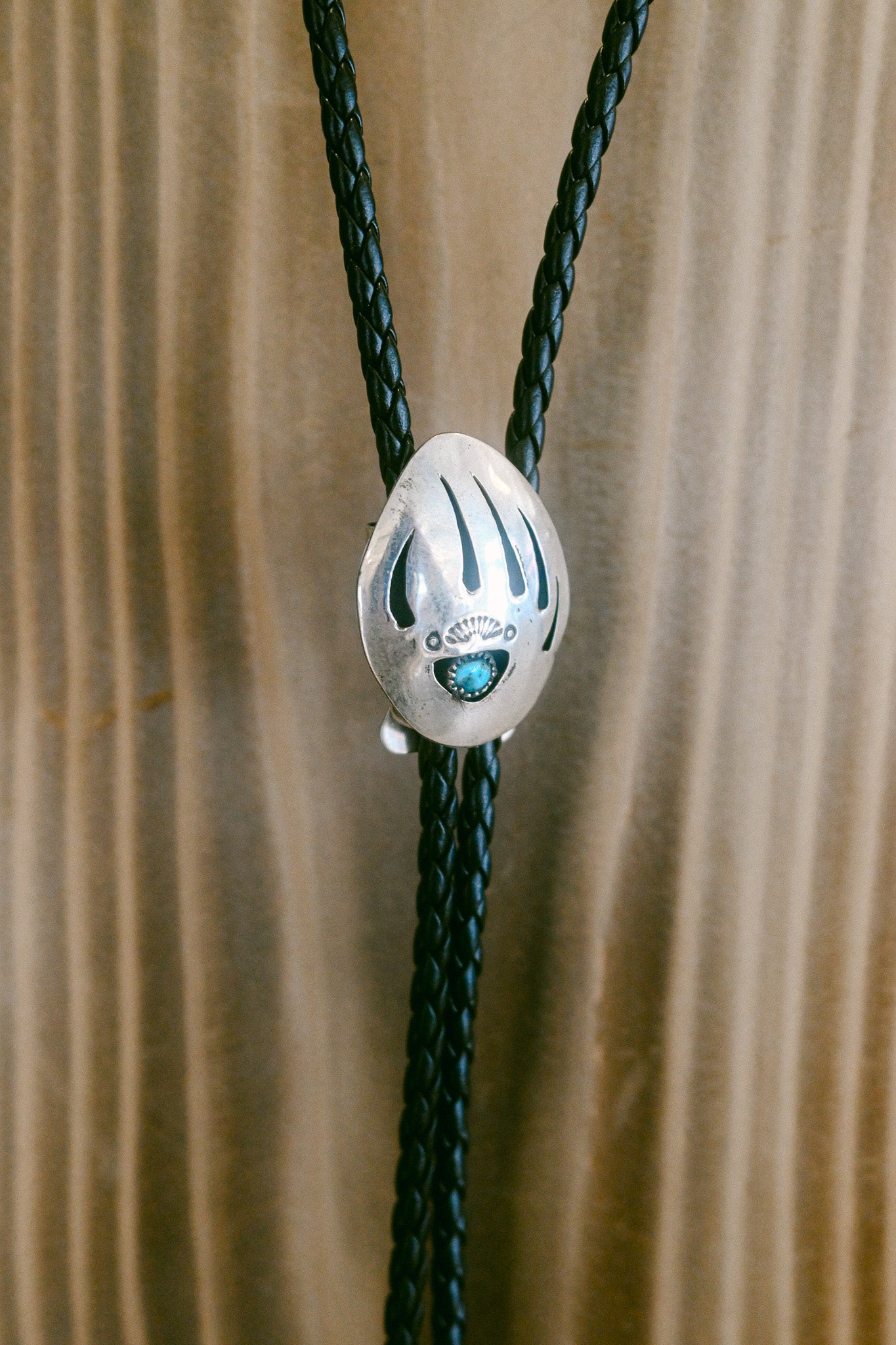 Ervin Begay Navajo Handmade Turquoise Bear Claw Bolo