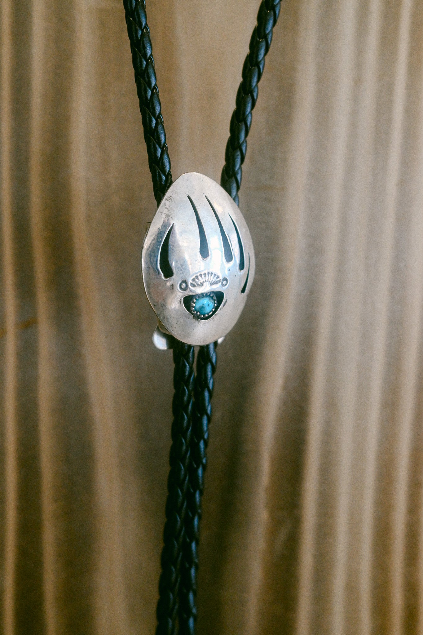 Ervin Begay Navajo Handmade Turquoise Bear Claw Bolo