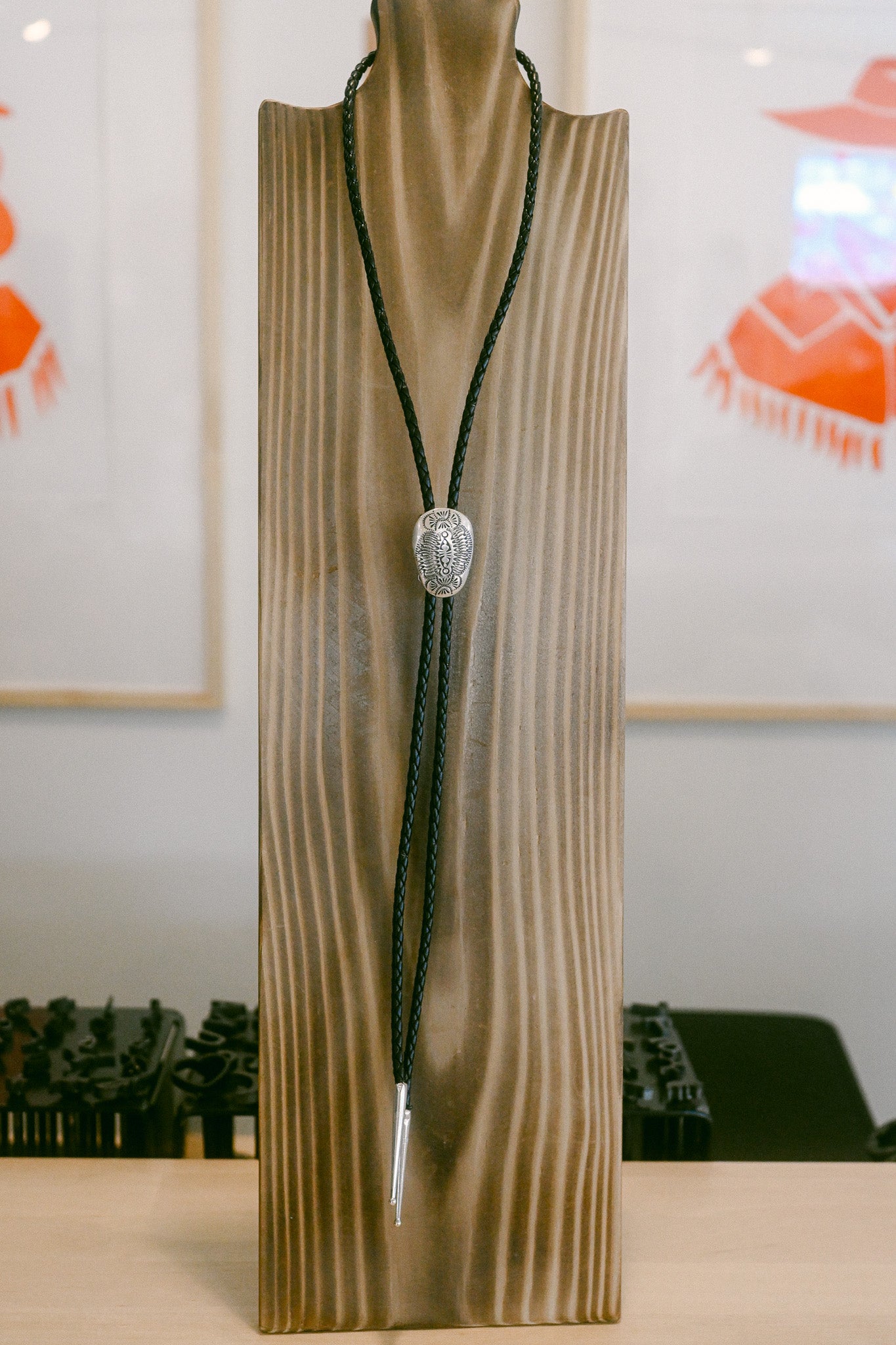 Shirley Skeets Navajo Handmade Etched Silver Bolo