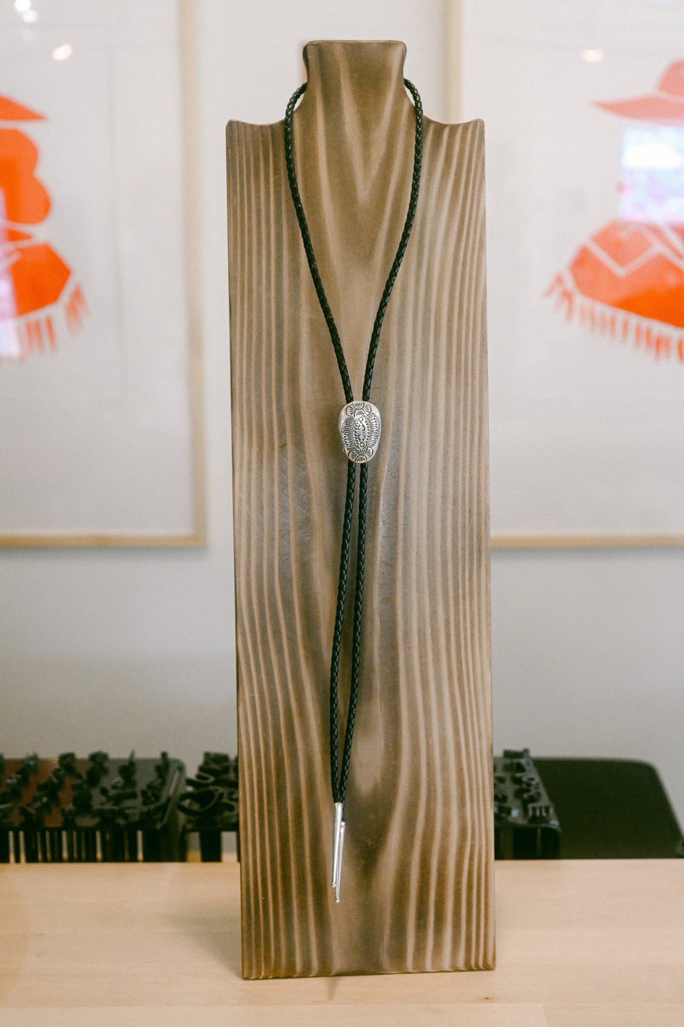 Shirley Skeets Navajo Handmade Etched Silver Bolo