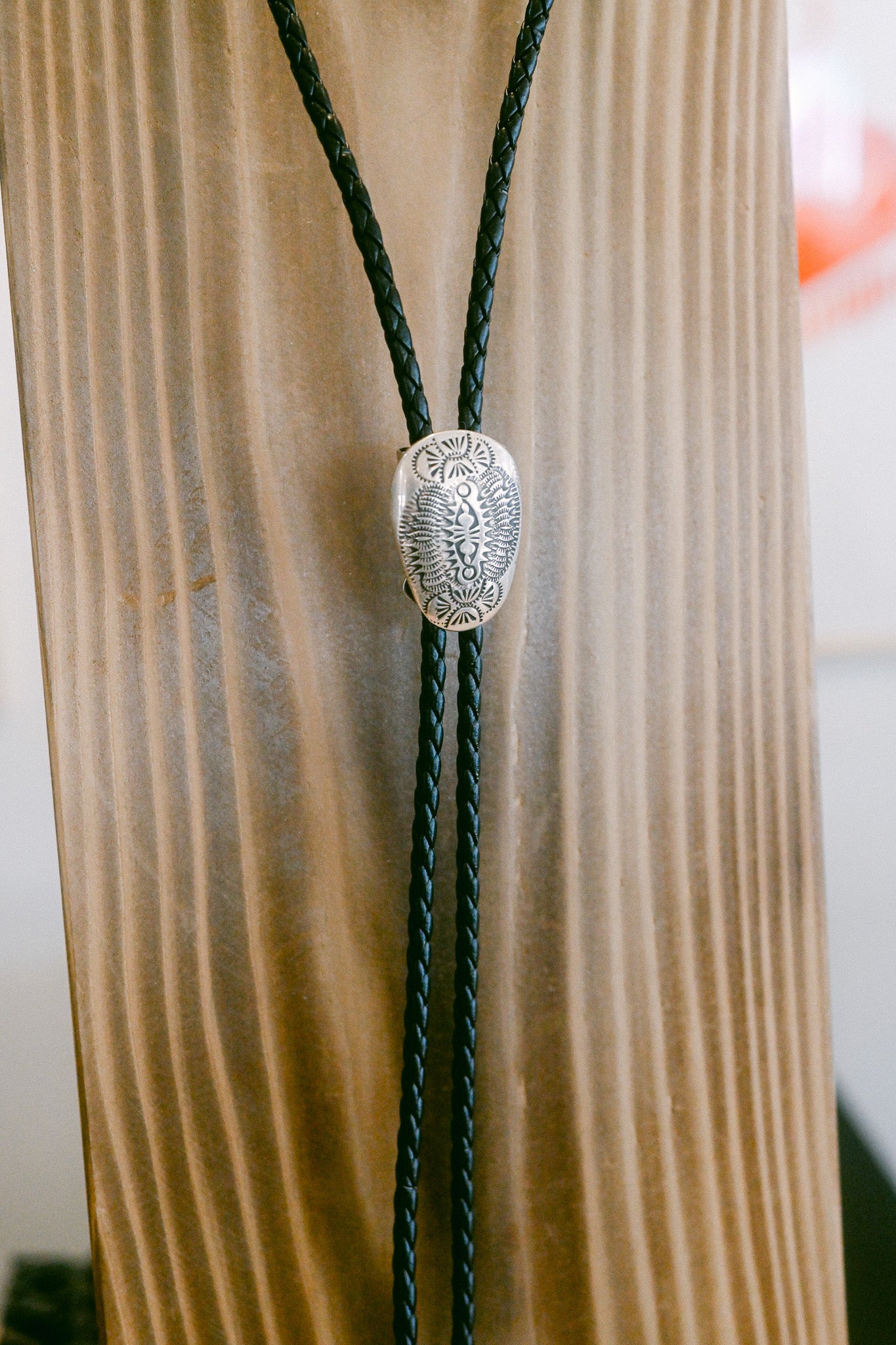 Shirley Skeets Navajo Handmade Etched Silver Bolo