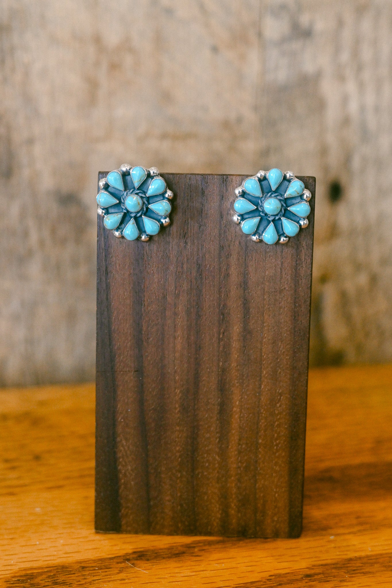 Turquoise Sterling Silver Flower Post Earring