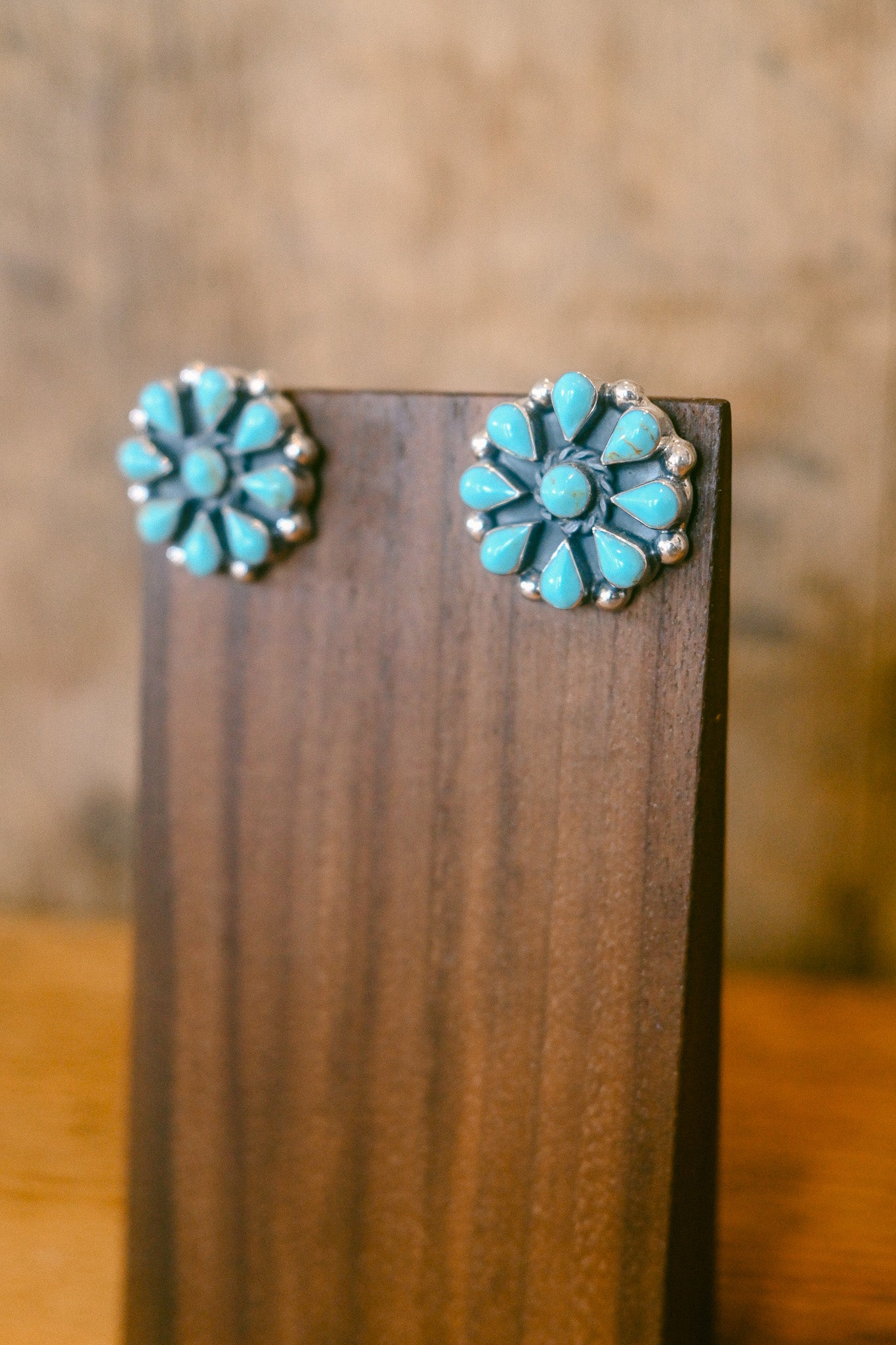 Turquoise Sterling Silver Flower Post Earring