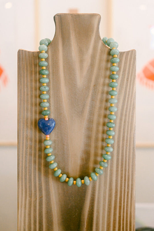 Navy Jade Heart Necklace