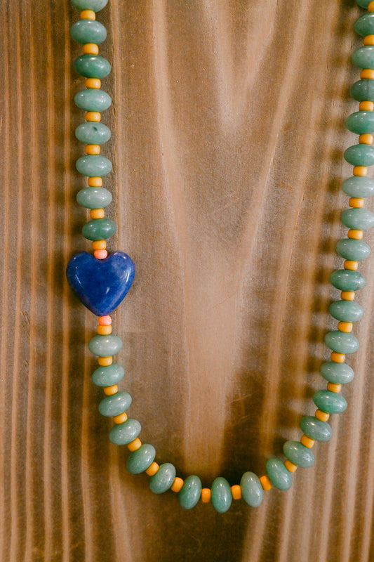 Navy Jade Heart Necklace