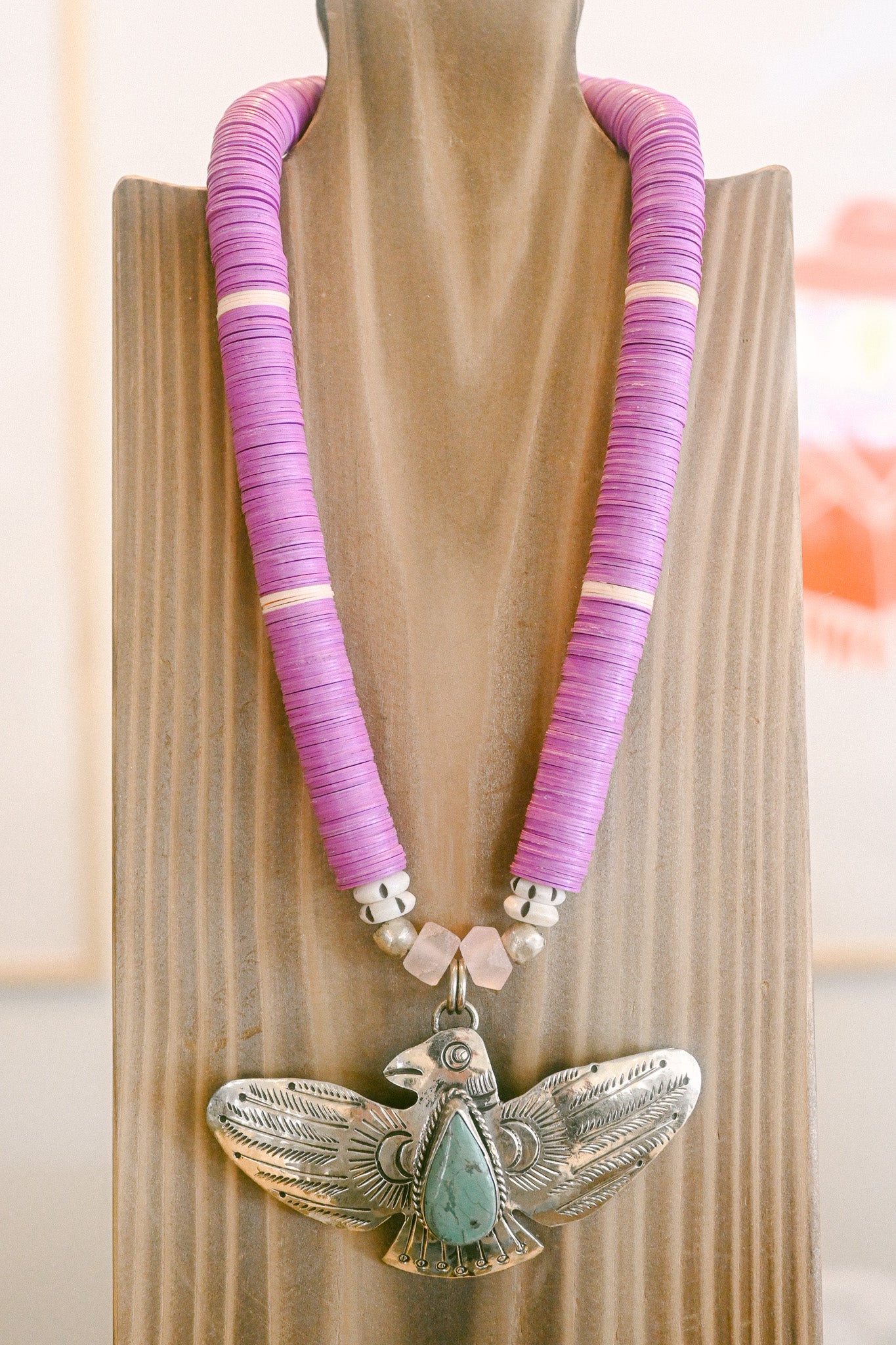 Wide Metal Thunderbird Necklace