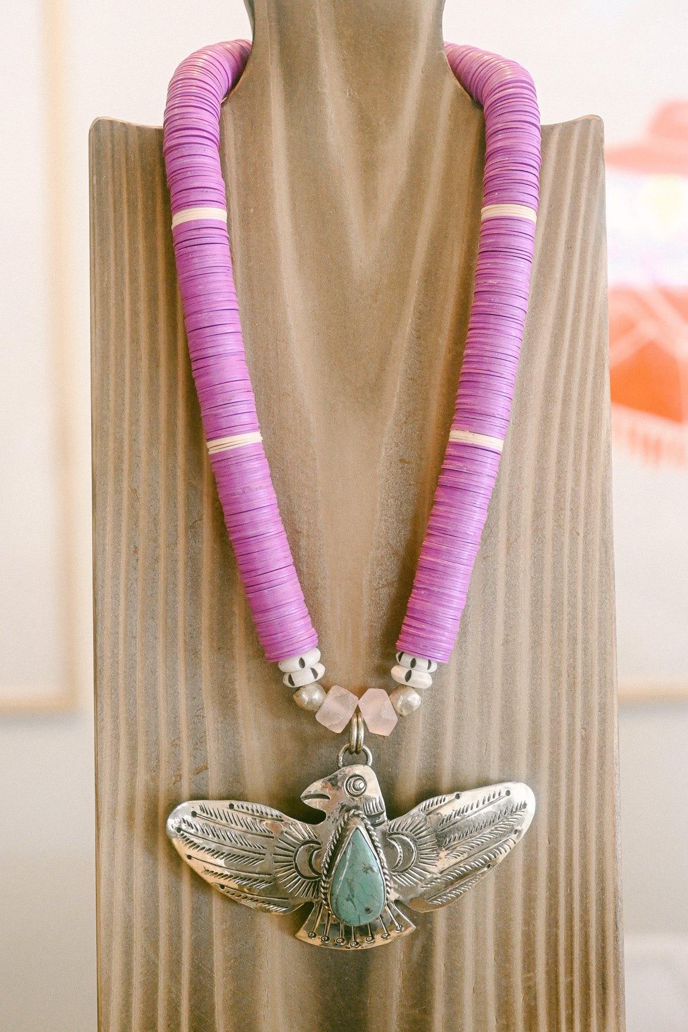 Wide Metal Thunderbird Necklace