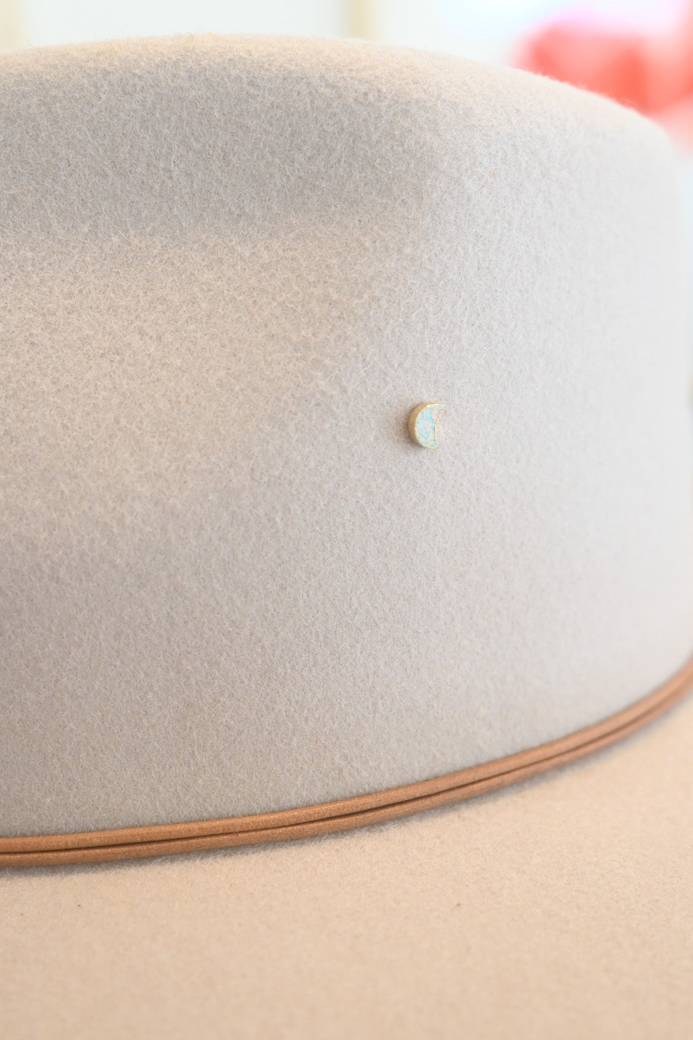 Opal Moon Hat Charm