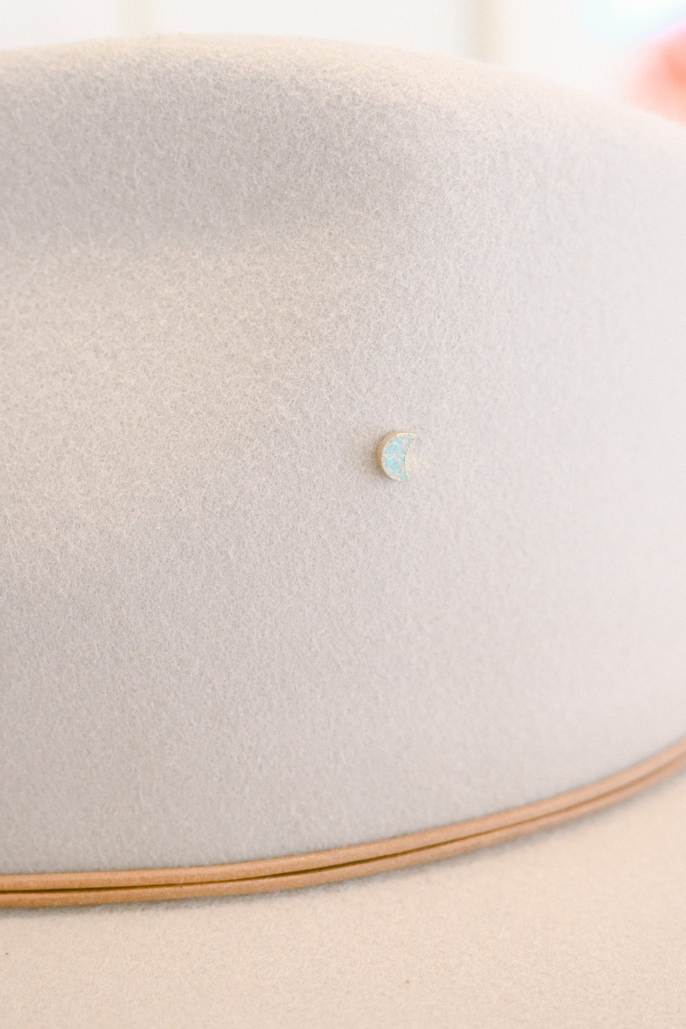 Opal Moon Hat Charm