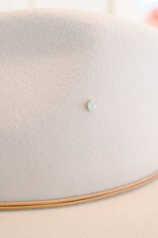 Opal Moon Hat Charm