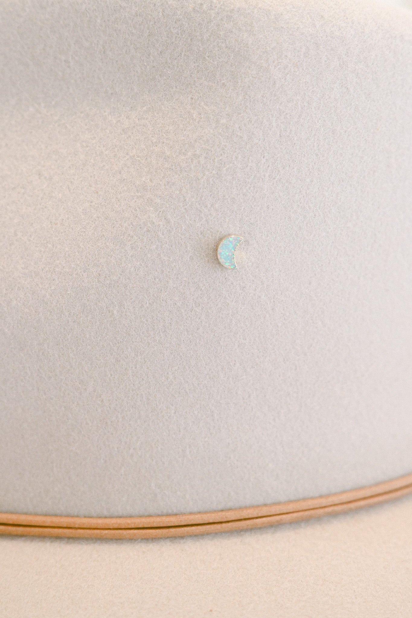 Opal Moon Hat Charm