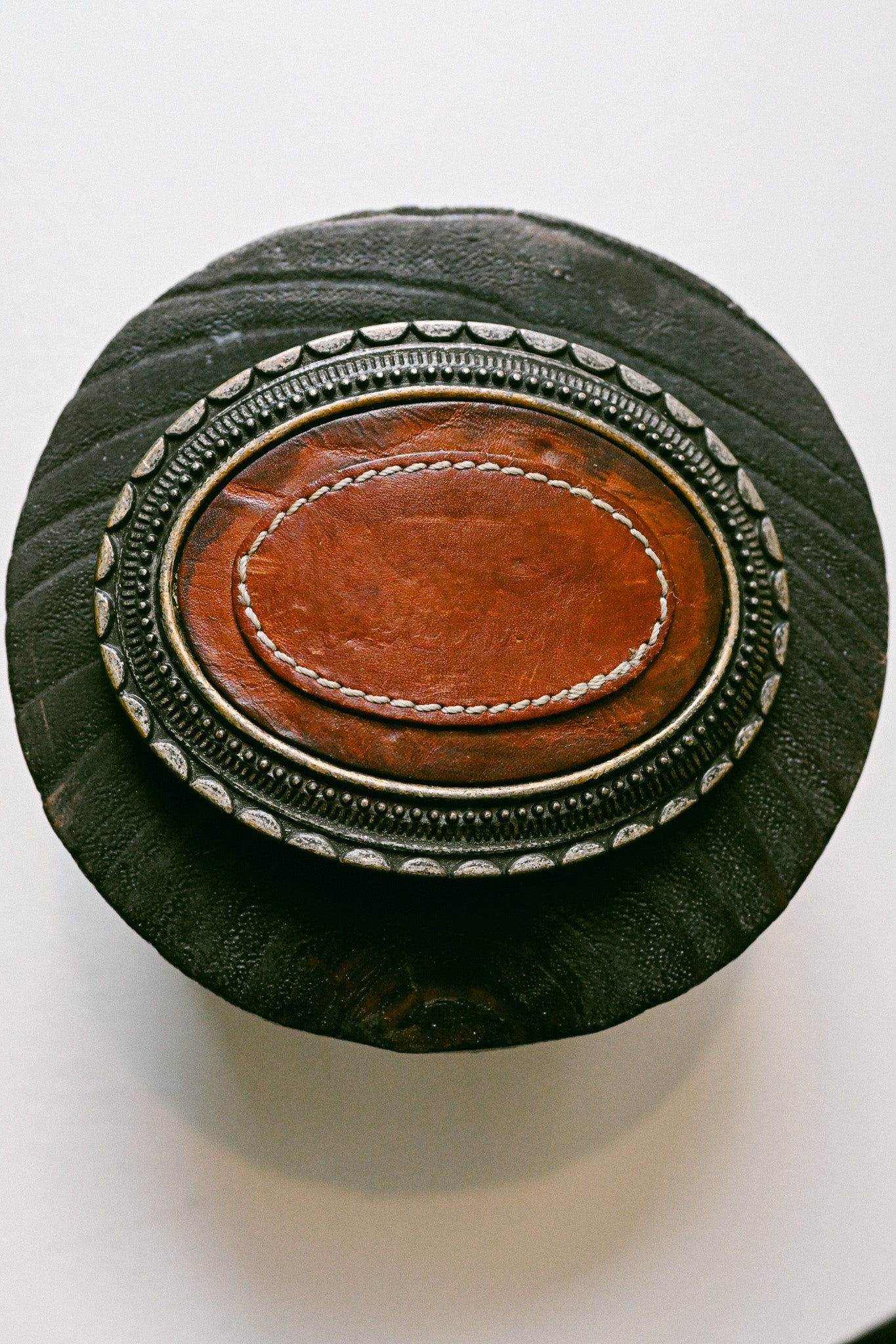 Vintage Oval Leather Belt Buckle