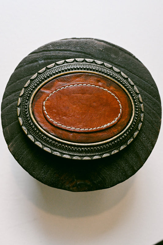 Vintage Oval Leather Belt Buckle