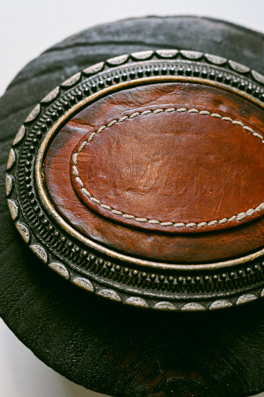 Vintage Oval Leather Belt Buckle
