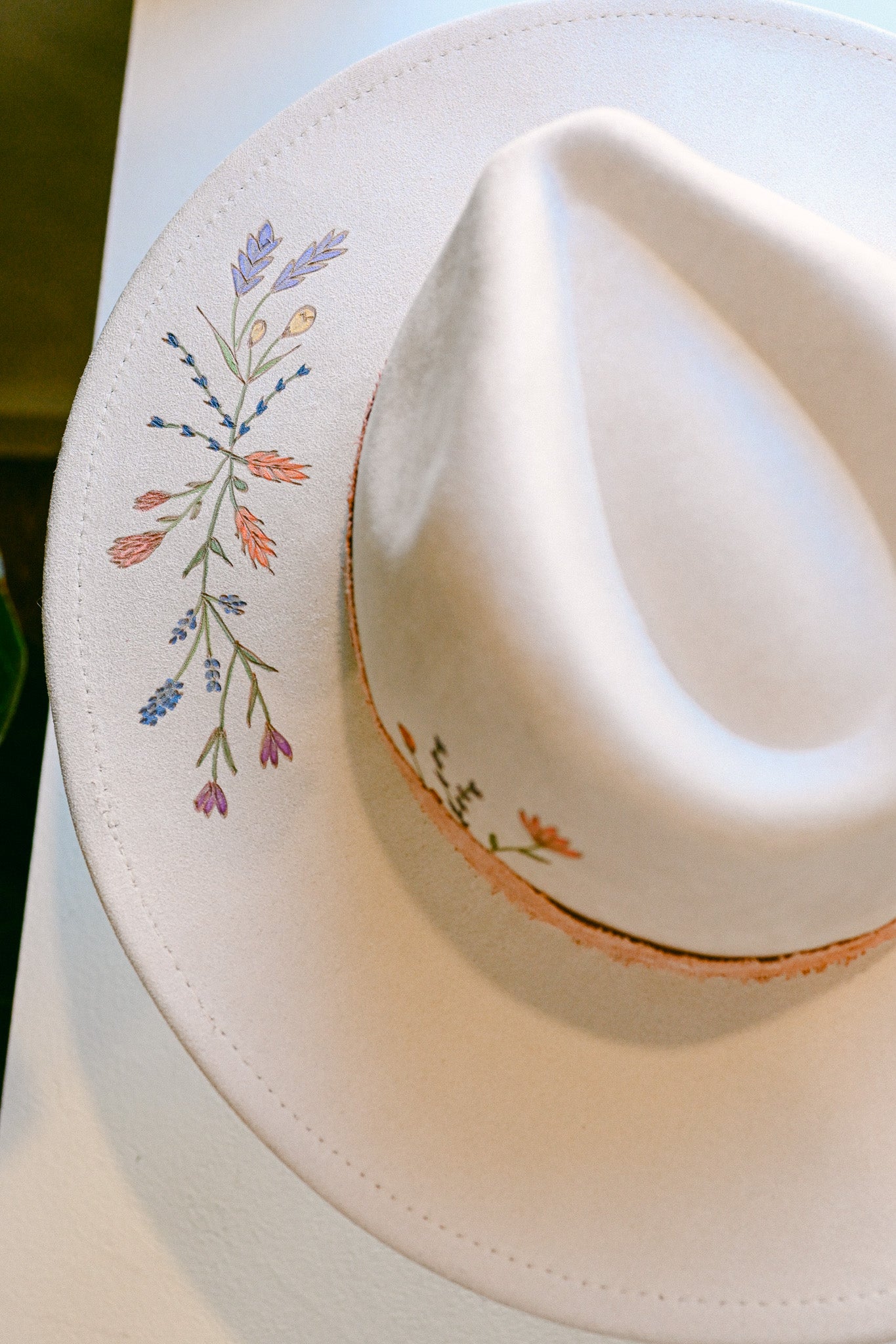 The Riley - Hand-Burned and Hand-Painted Wildflower Hat