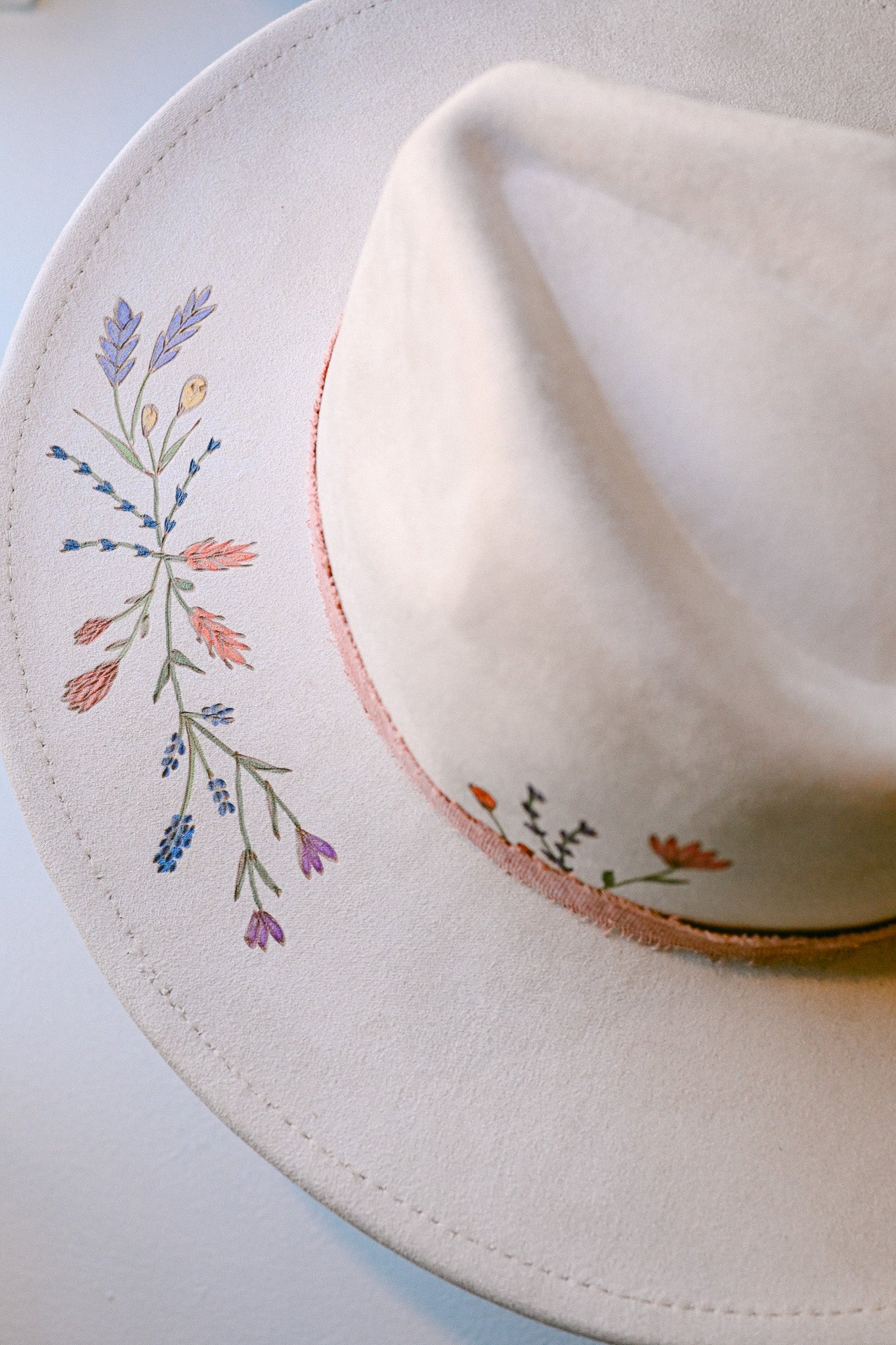 The Riley - Hand-Burned and Hand-Painted Wildflower Hat