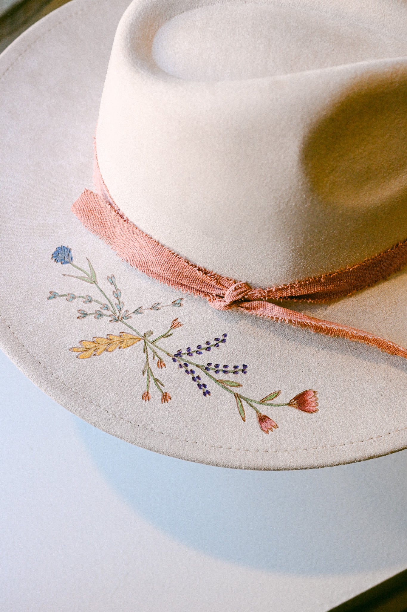 The Riley - Hand-Burned and Hand-Painted Wildflower Hat