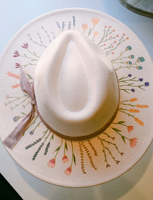 The Josephine - Hand-Burned and Hand-Painted Hat