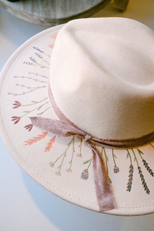 The Josephine - Hand-Burned and Hand-Painted Hat