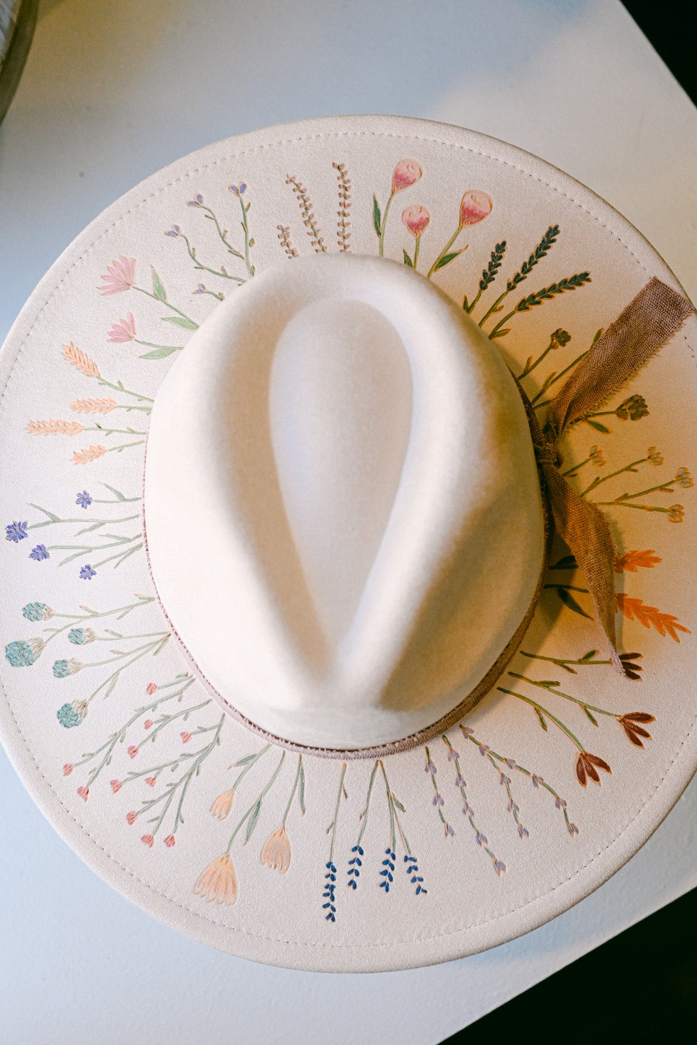 The Josephine - Hand-Burned and Hand-Painted Hat