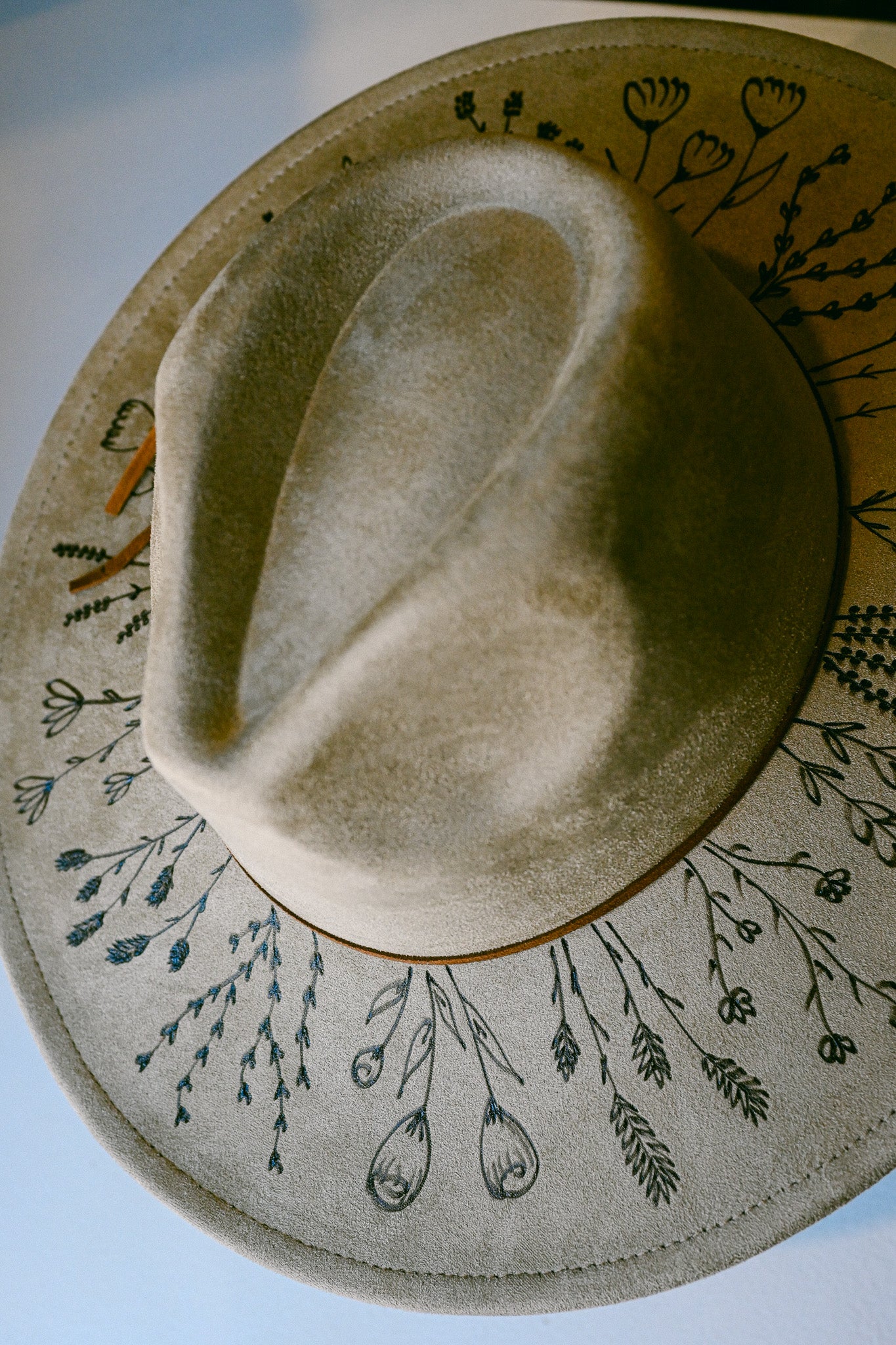 The Beth - Hand-Burned Wildflower Hat