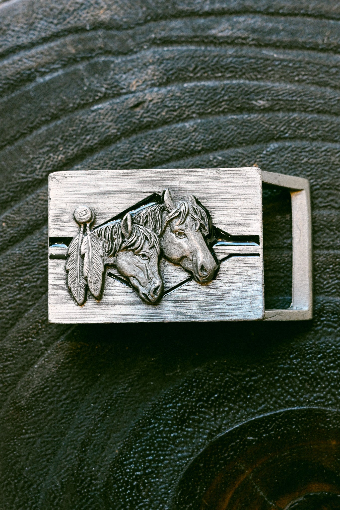 Vintage Horses and Feathers Siskiyou Belt Buckle