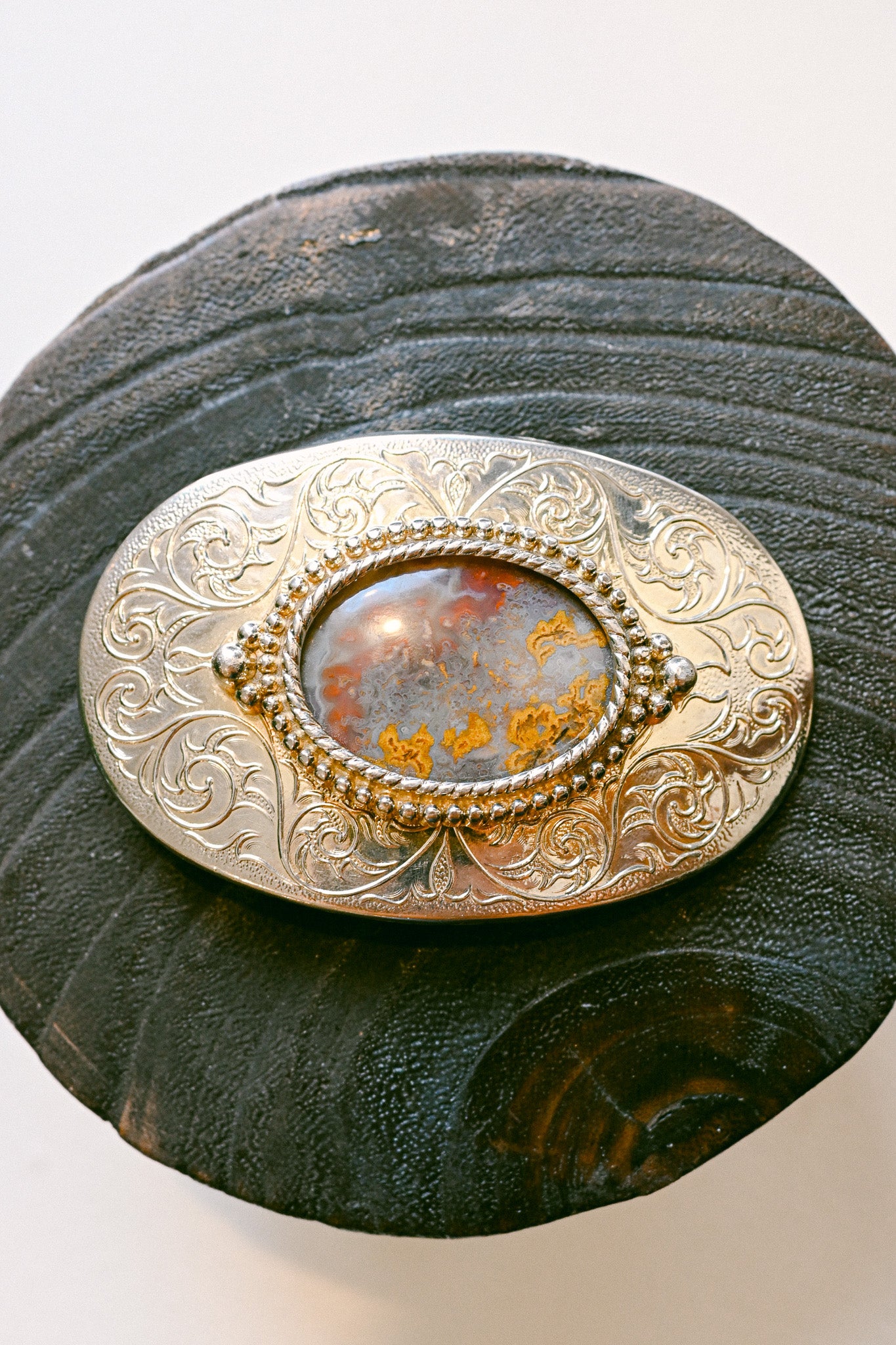 Ornate Western Cabochon Vintage Belt Buckle