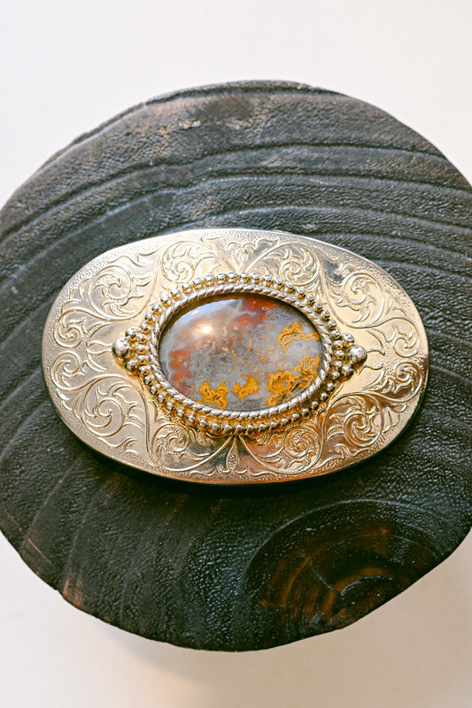 Ornate Western Cabochon Vintage Belt Buckle