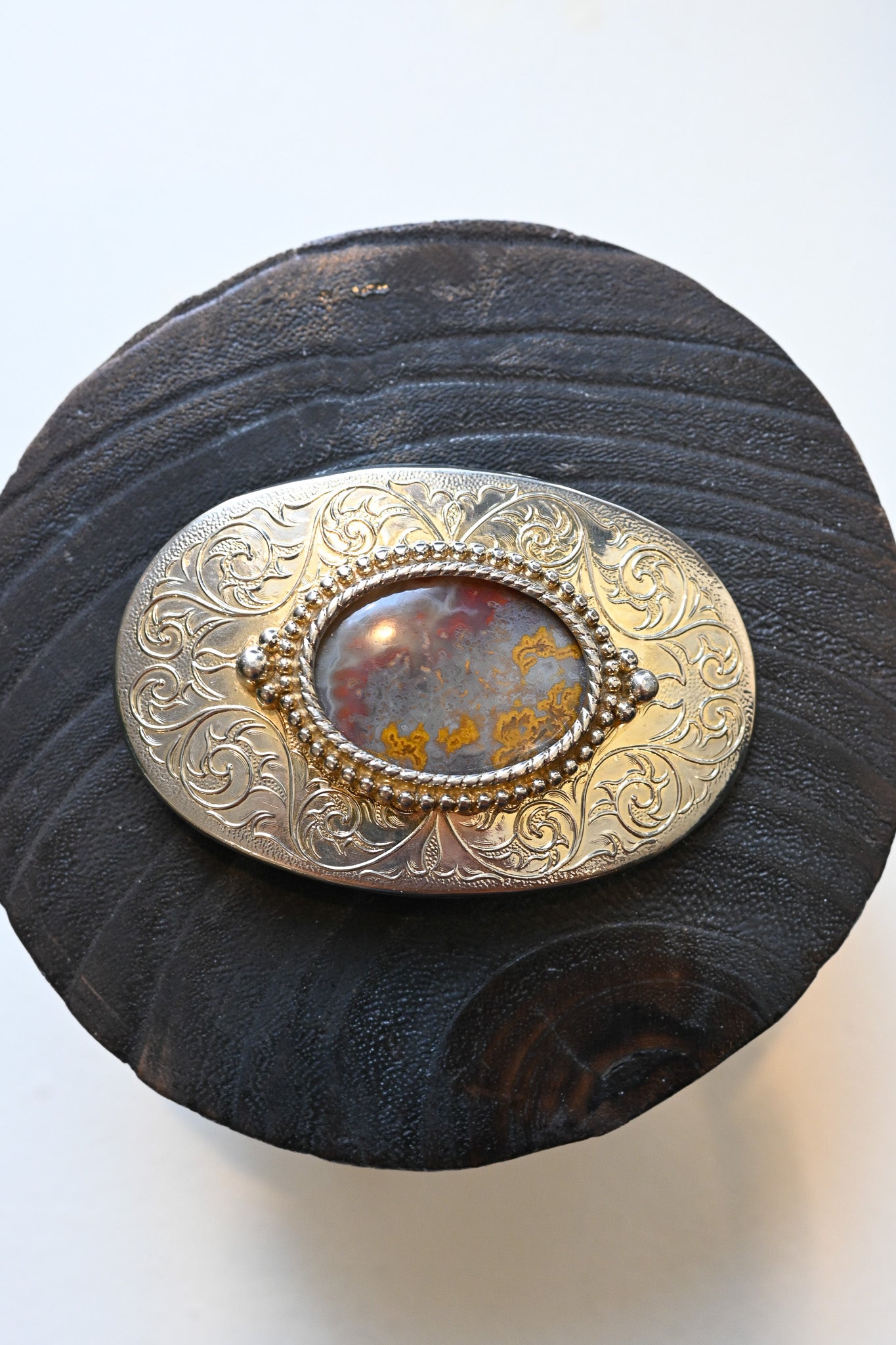 Ornate Western Cabochon Vintage Belt Buckle
