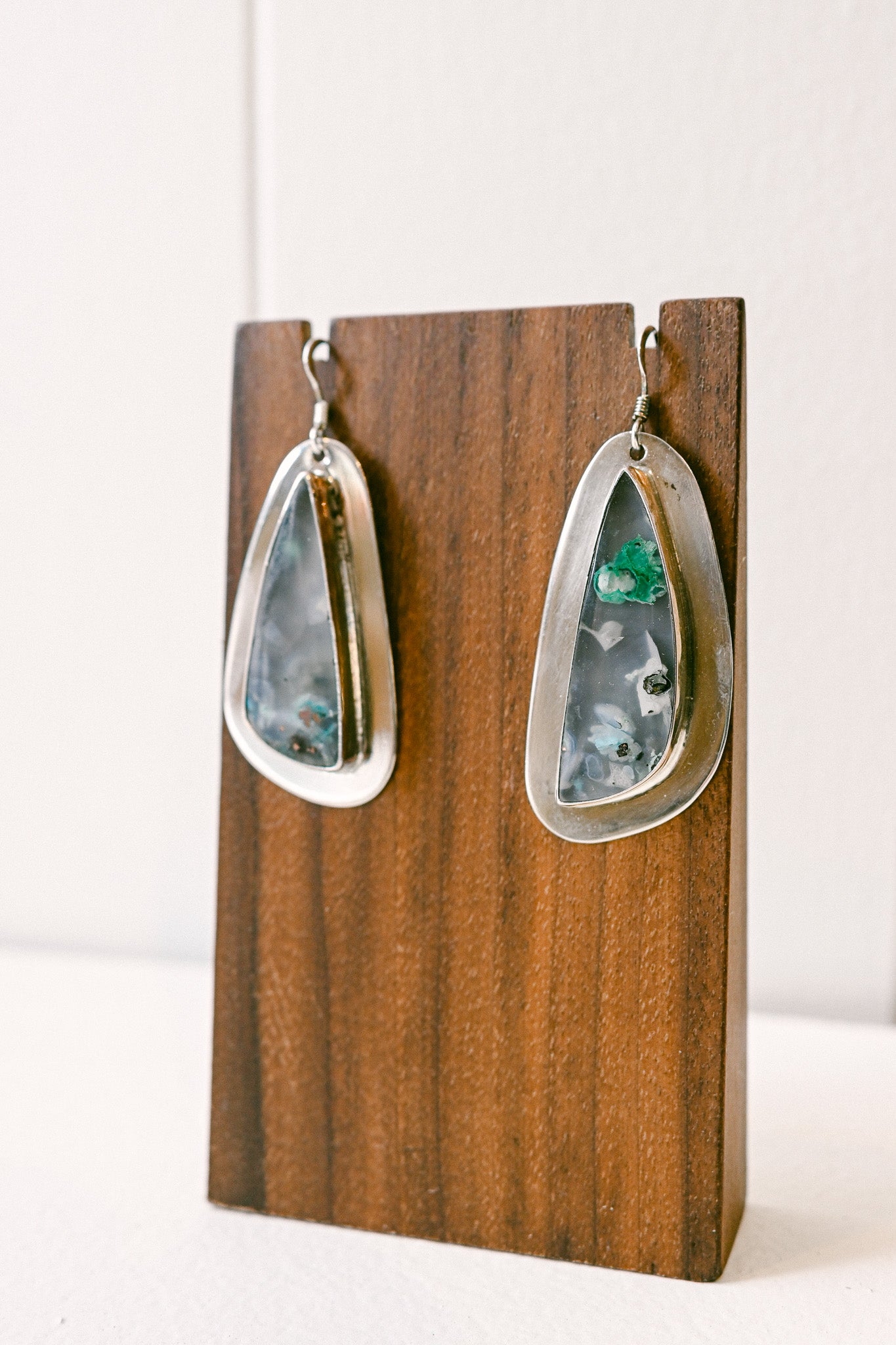 Harold Joe Navajo Ocean Jasper Sterling Silver Hook Earrings