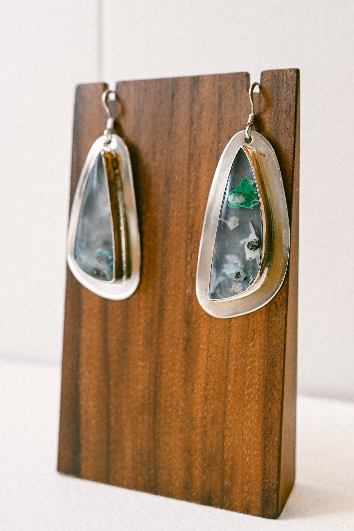 Harold Joe Navajo Ocean Jasper Sterling Silver Hook Earrings