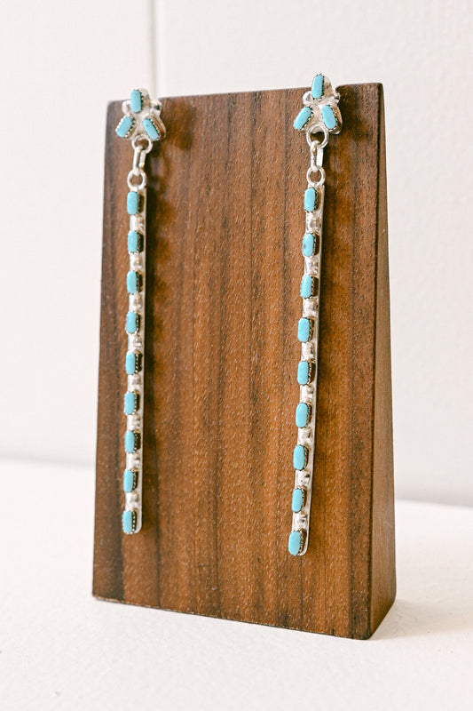 Belvera Tsethlikai Zuni Needlepoint Sterling Silver Bar Earrings