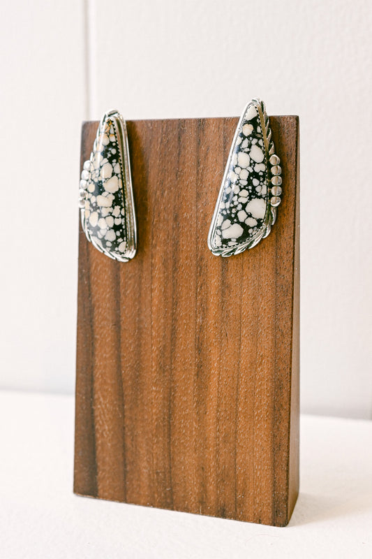 Virginia Cadman Navajo Leopard Jasper Sterling Silver Earrings