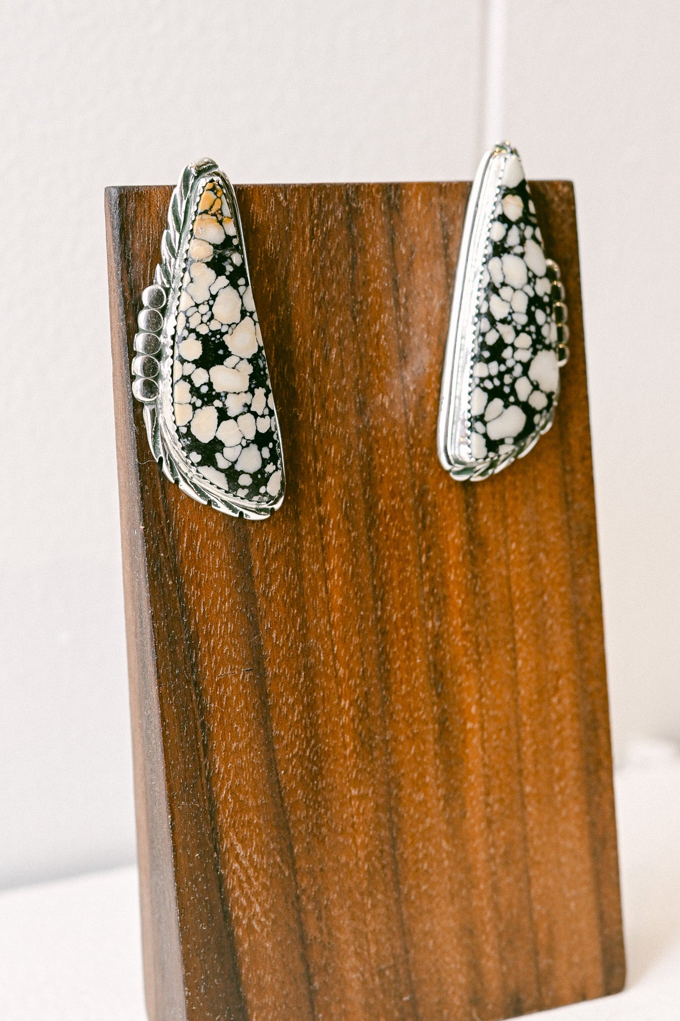 Virginia Cadman Navajo Leopard Jasper Sterling Silver Earrings