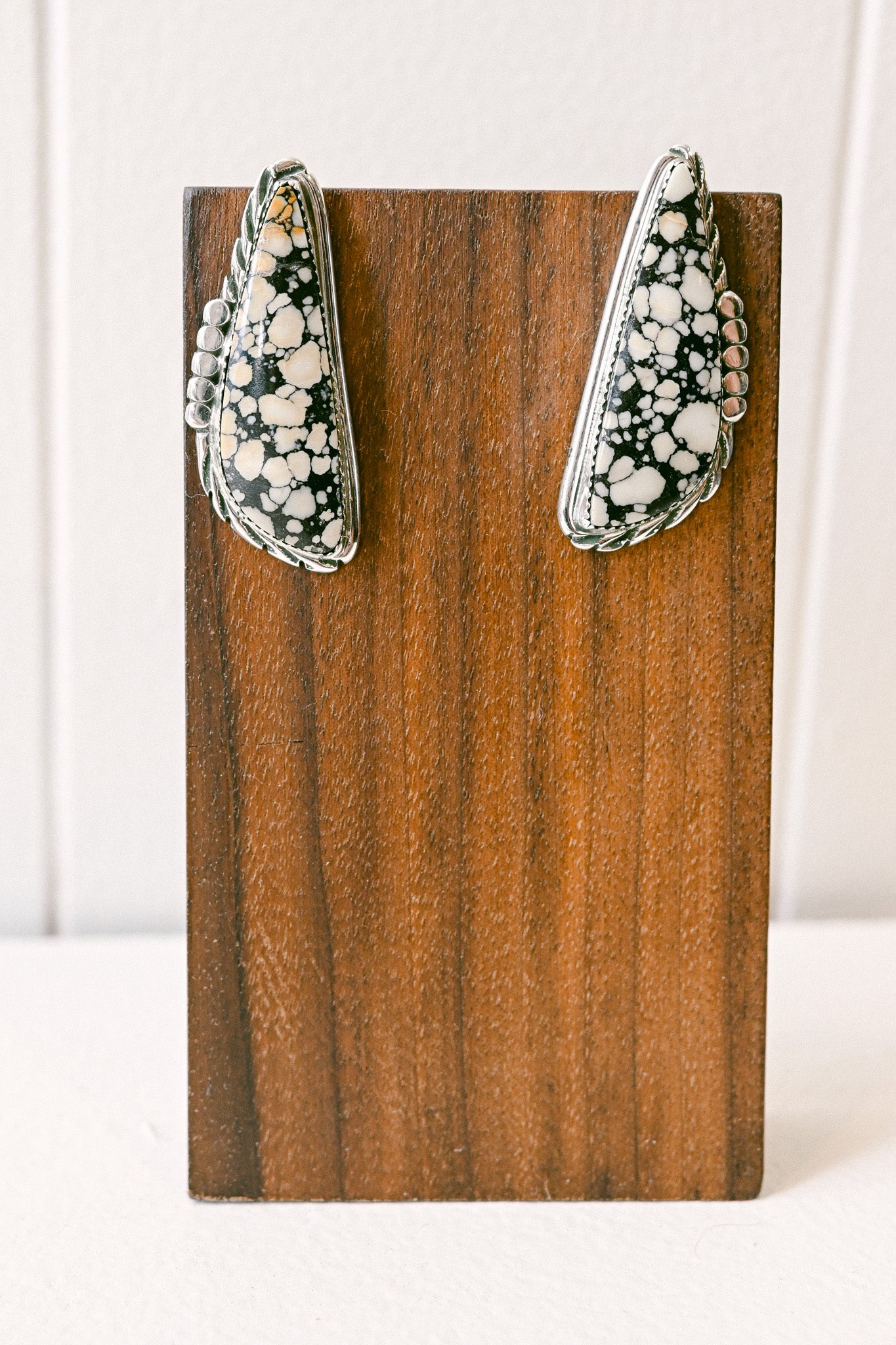 Virginia Cadman Navajo Leopard Jasper Sterling Silver Earrings