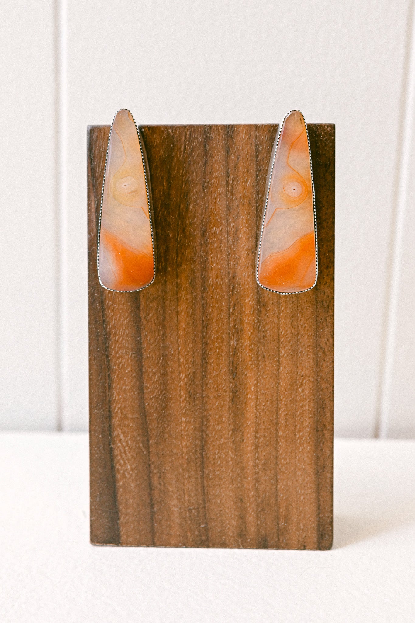 Charlene Yazzie Navajo Amber Quartz Sterling Silver Earrings