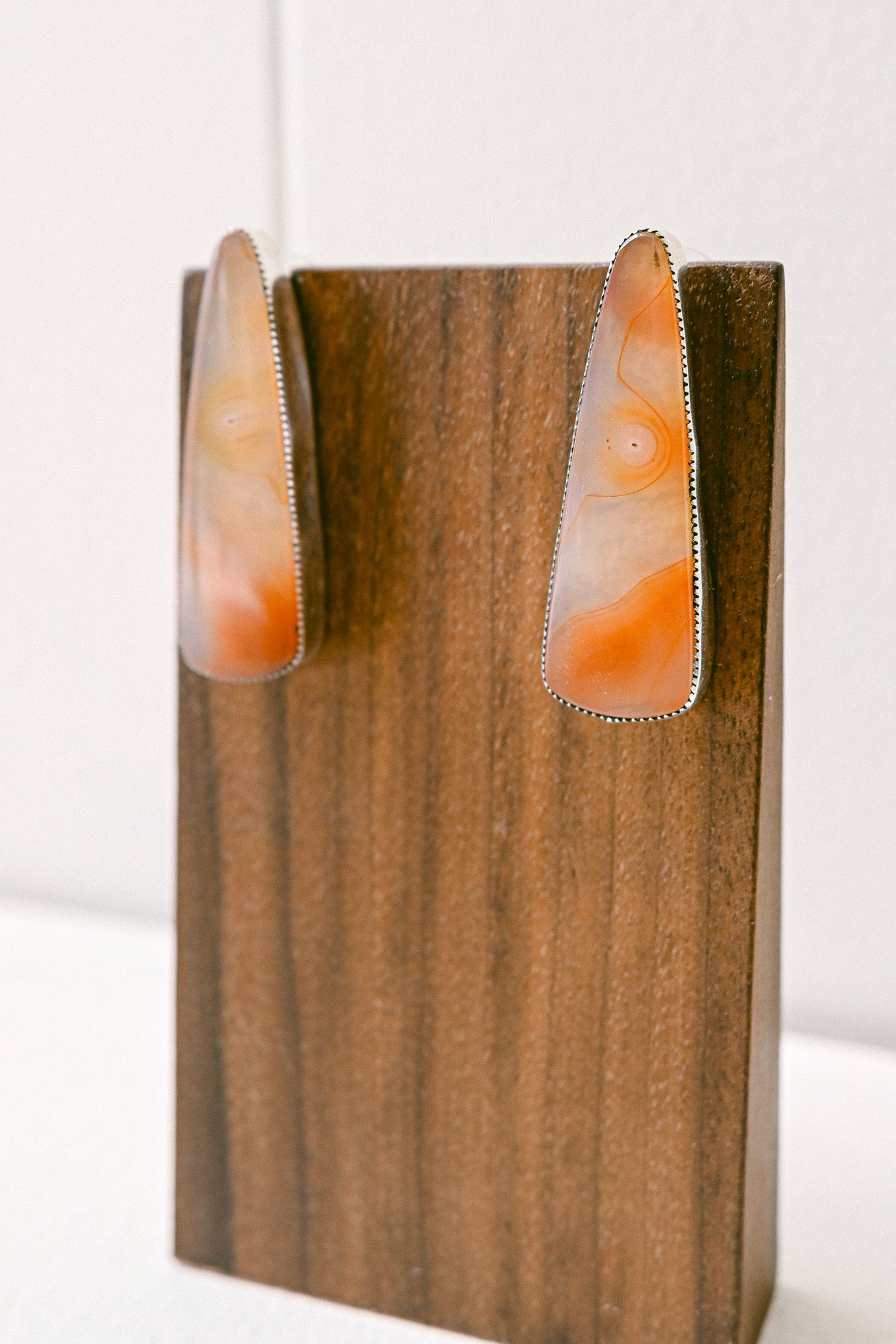 Charlene Yazzie Navajo Amber Quartz Sterling Silver Earrings