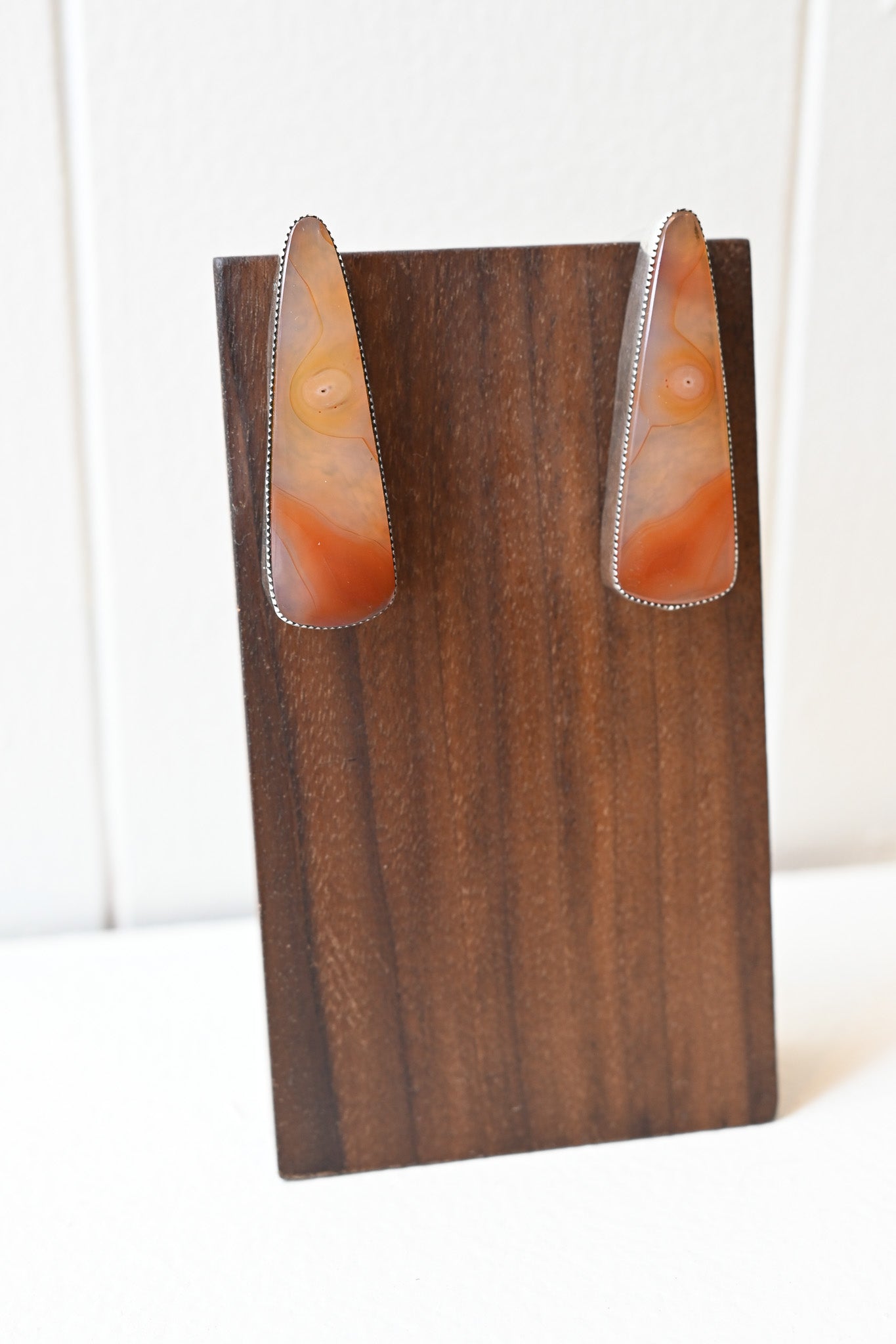 Charlene Yazzie Navajo Amber Quartz Sterling Silver Earrings