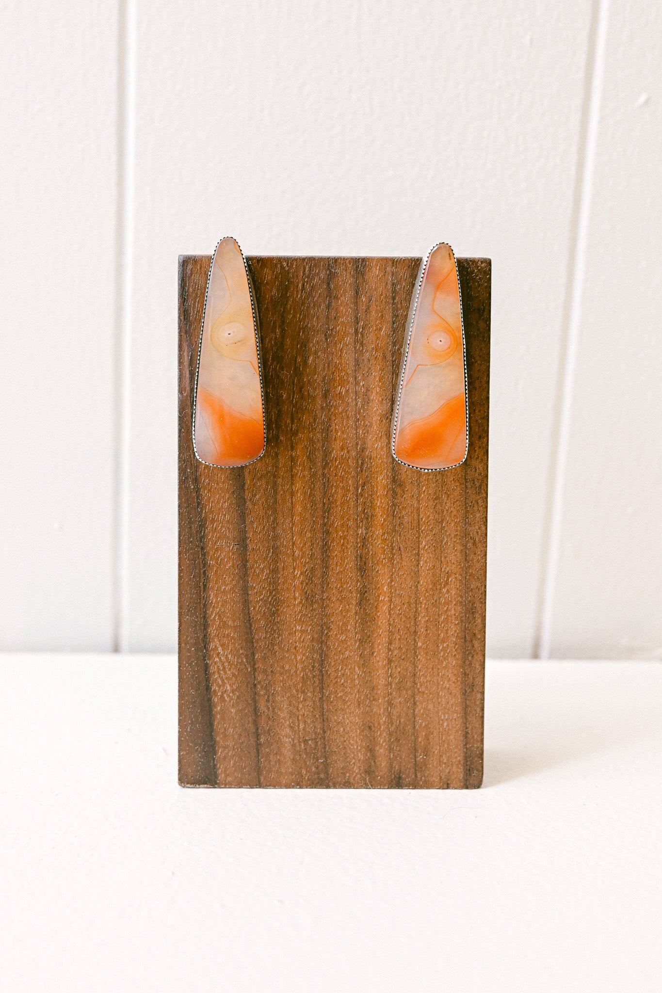 Charlene Yazzie Navajo Amber Quartz Sterling Silver Earrings