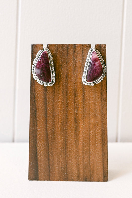 Lucian Koinva Hopi Purple Spiny Oyster Sterling Silver Post Earrings