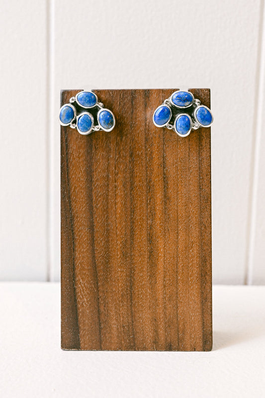 M. Silversmith Navajo Lapis Lazuli Sterling Silver Post Earrings