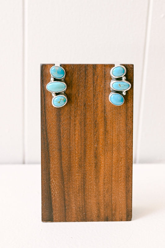 M. Silversmith Navajo Turquoise Sterling Silver Post Earrings