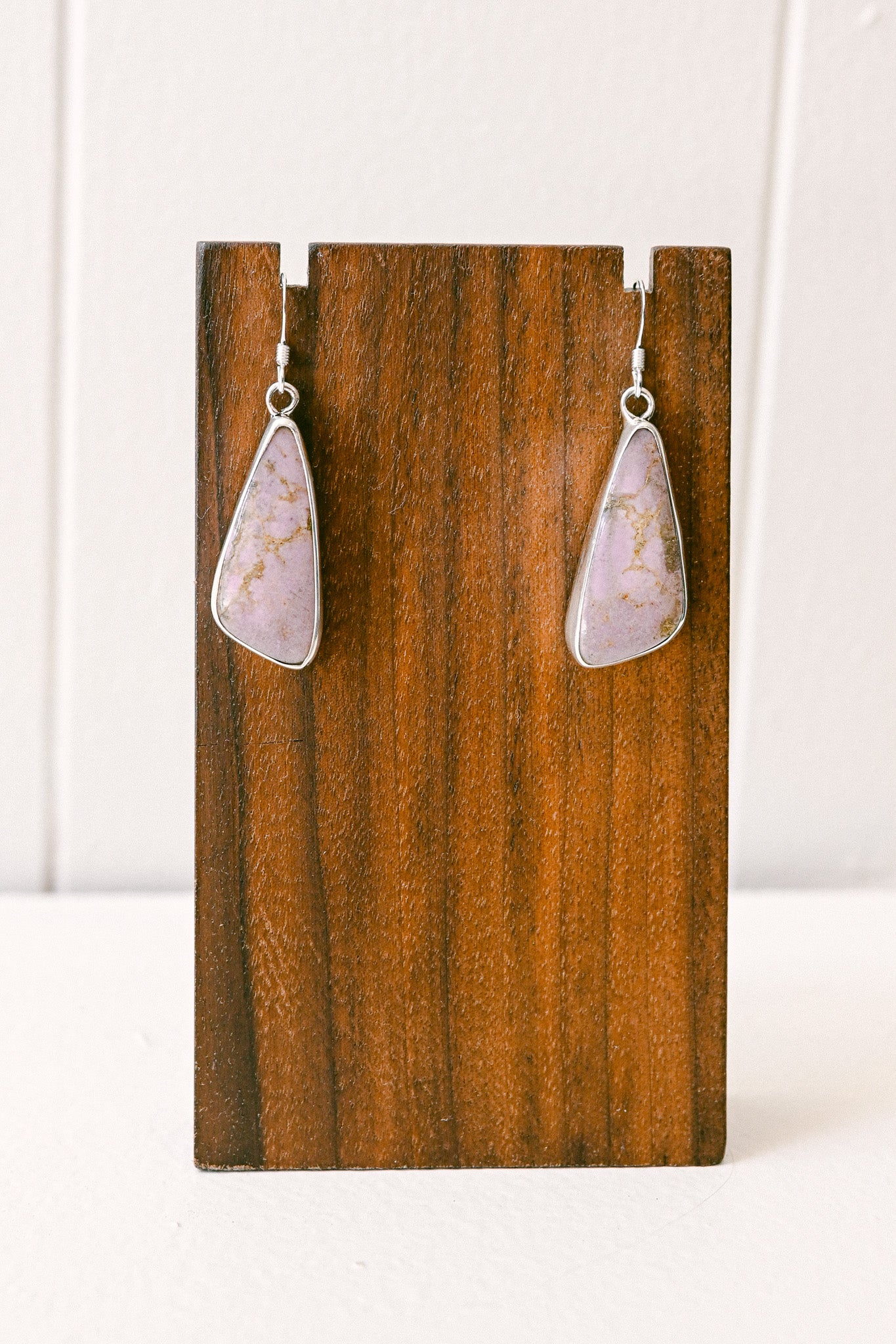 Alice Johnson Navajo Sterling Silver Purple Jasper Hook Earrings