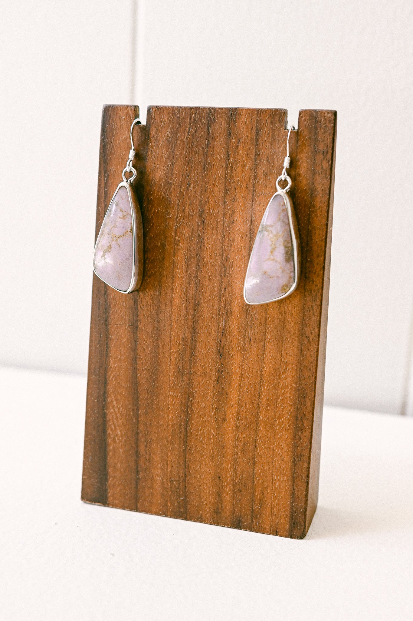 Alice Johnson Navajo Sterling Silver Purple Jasper Hook Earrings