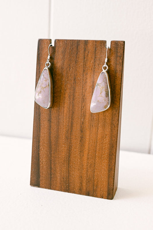 Alice Johnson Navajo Sterling Silver Purple Jasper Hook Earrings