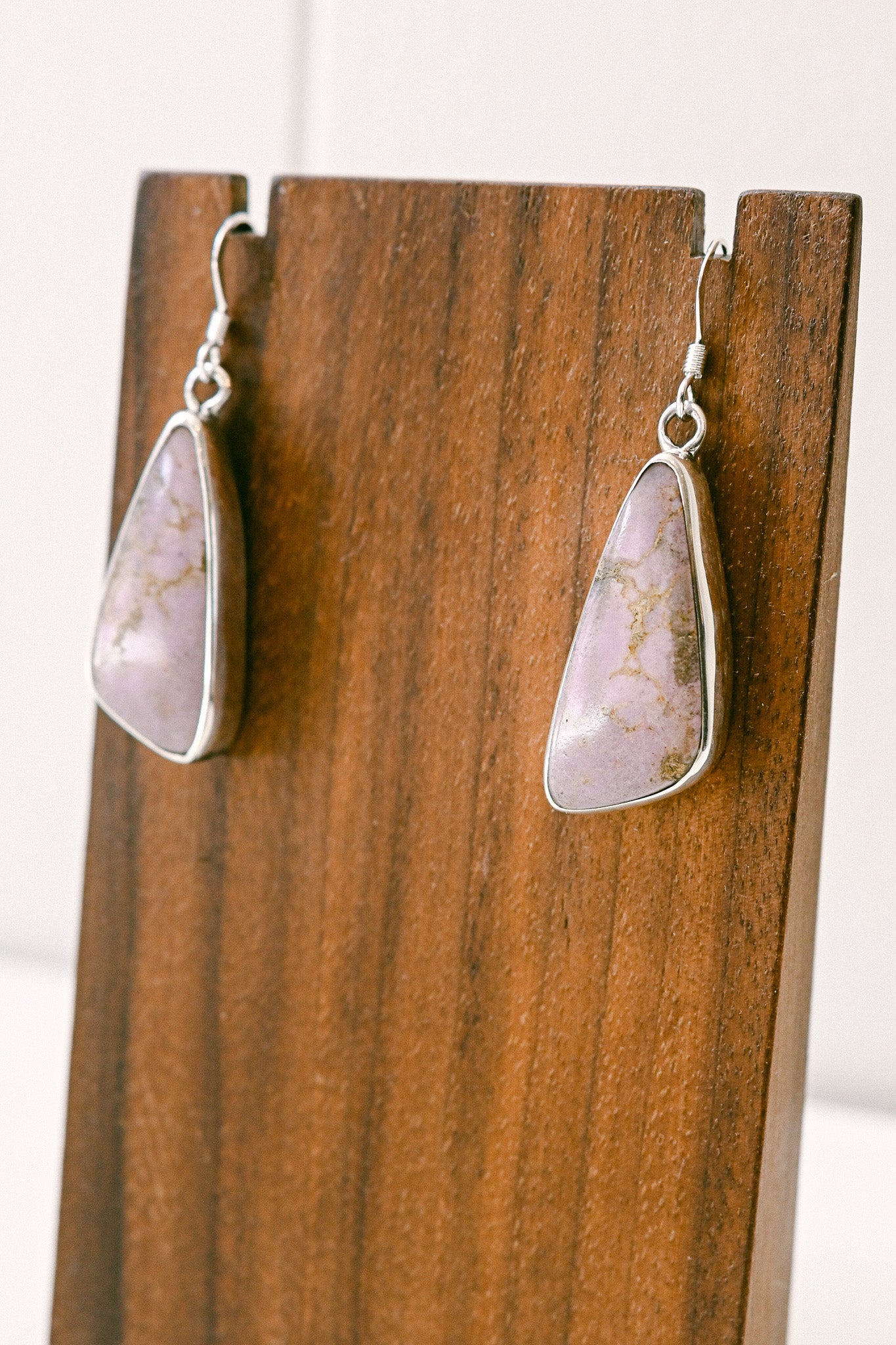 Alice Johnson Navajo Sterling Silver Purple Jasper Hook Earrings