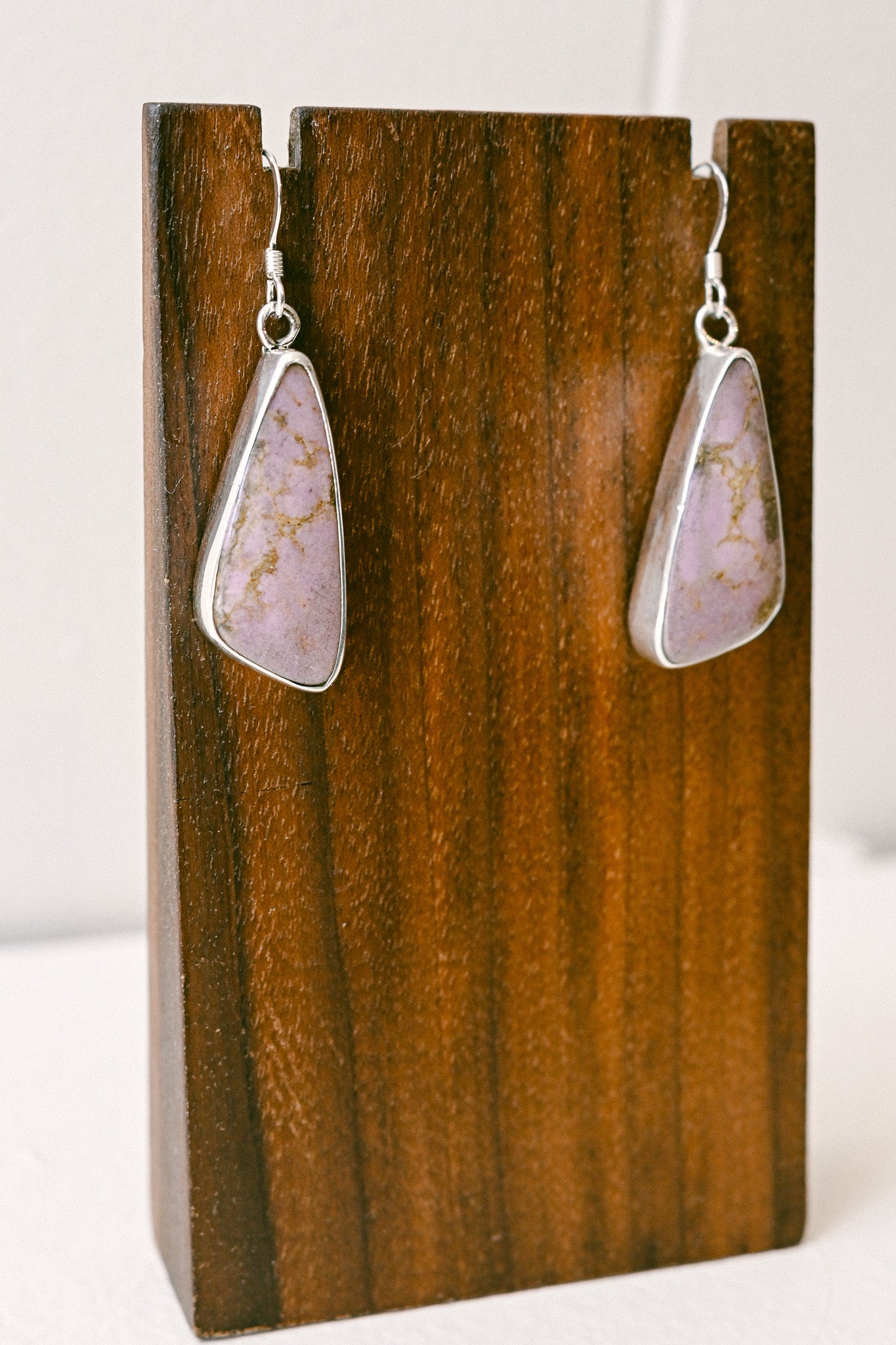 Alice Johnson Navajo Sterling Silver Purple Jasper Hook Earrings