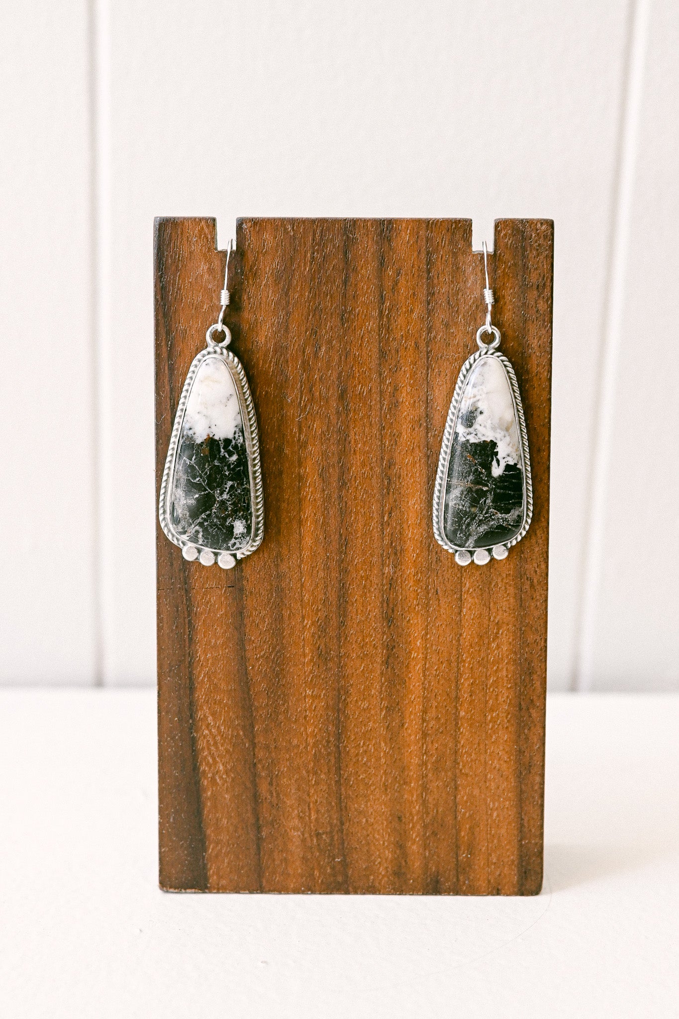 Sharon McCarthy Navajo White Buffalo Sterling Silver Earrings