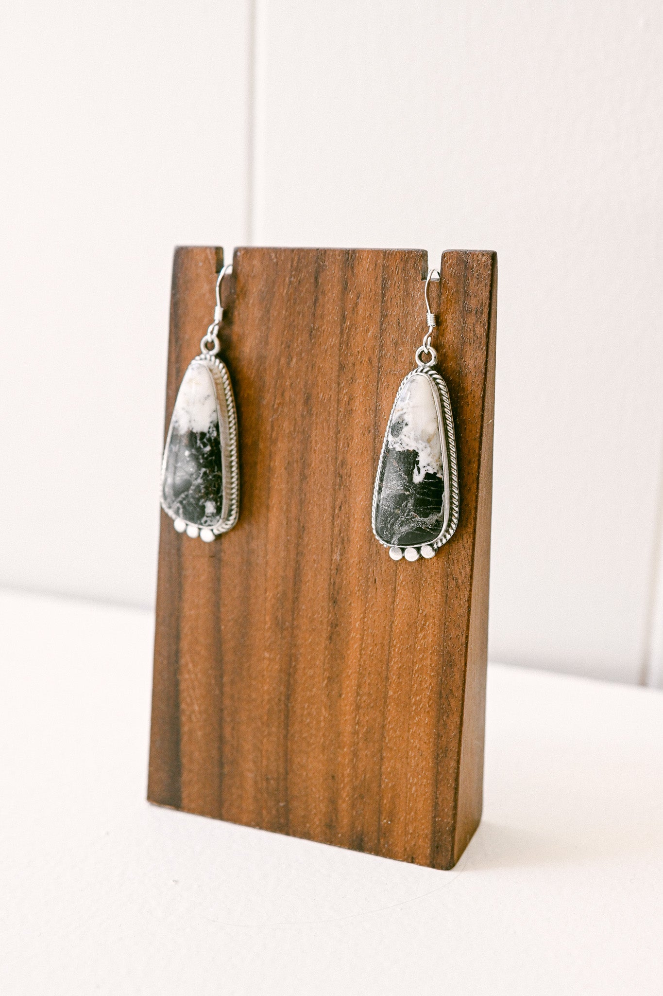 Sharon McCarthy Navajo White Buffalo Sterling Silver Earrings